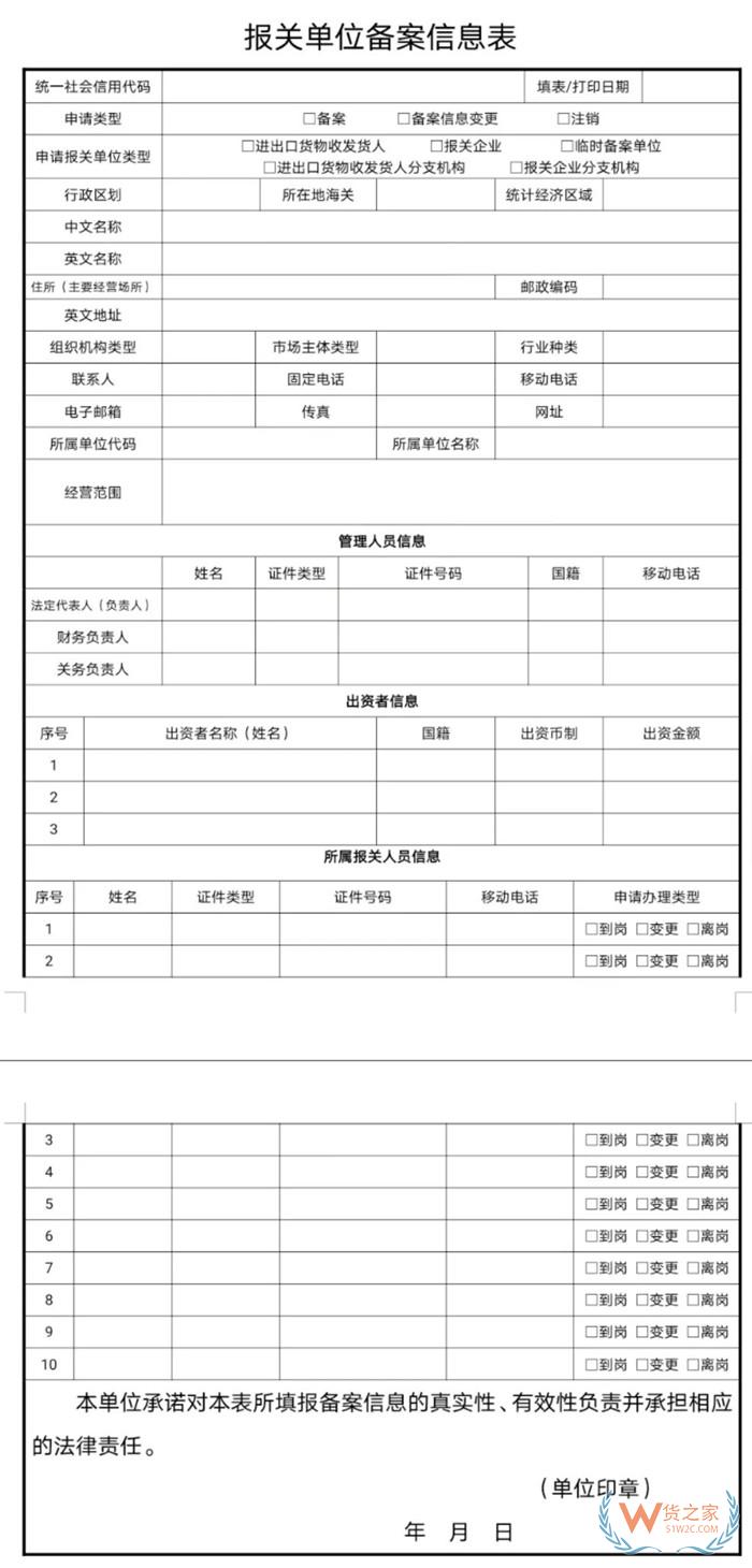 報關單位備案信息表在哪里打印?海關報關單位備案信息表填寫指引