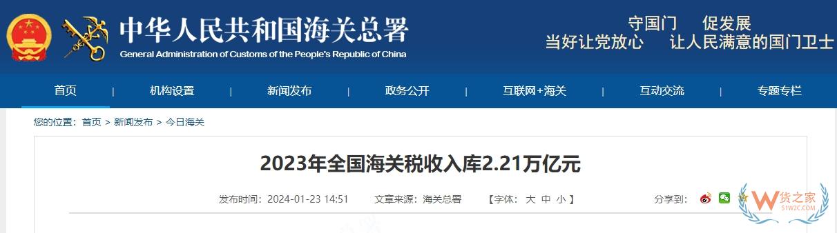 2023全國海關稅收入庫2.21萬億元，教你如何計算跨境電商零售進口綜合稅-貨之家